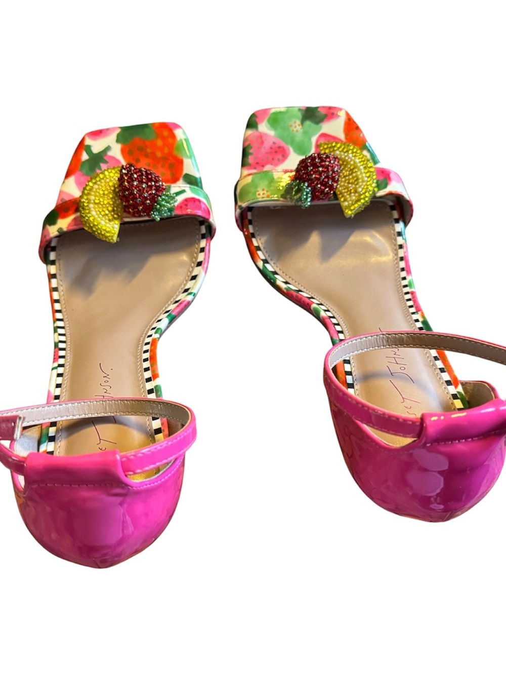 Betsey Johnson Harlem Fruit Vinyl Lucite Wedge Sandals -Two-Piece Style-Size 11 - Picture 6 of 15